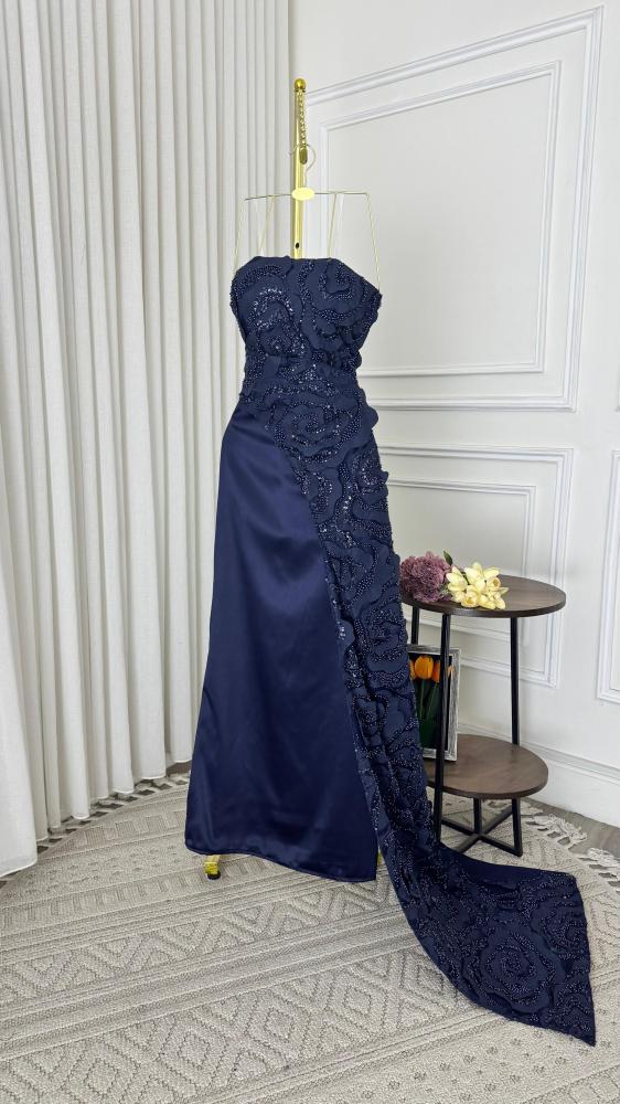 Elegant navy evening dress