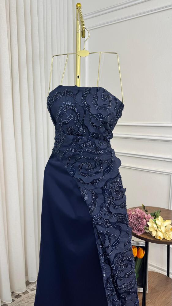 Elegant navy evening dress