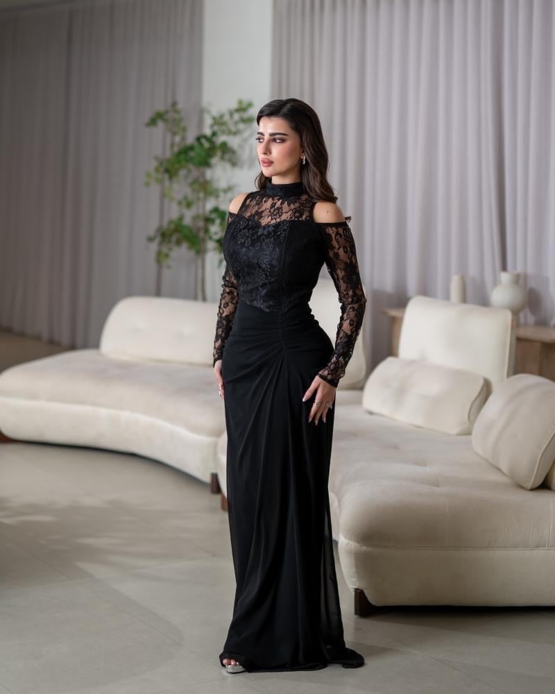 Evening dress, material lace with chiffon, length 58