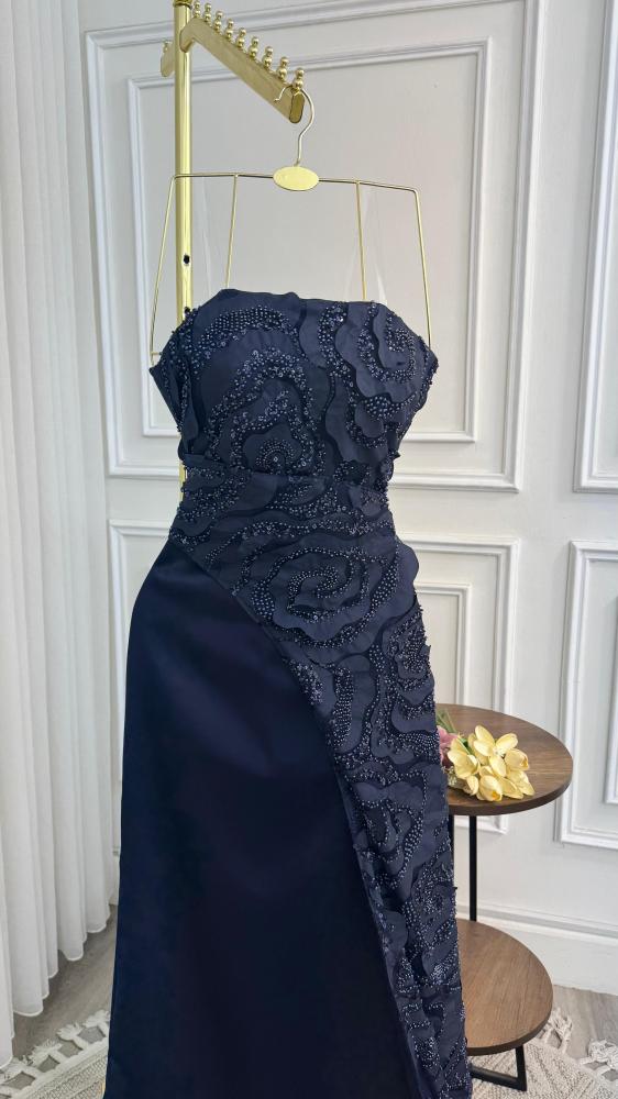 Elegant navy evening dress