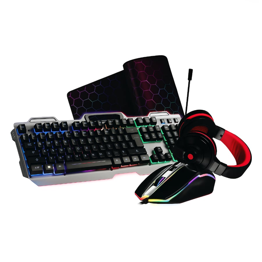 ‌مجموعة قيمنق Raider Gaming Keyboard Microdigit Md3030Cb 4 In 1‌
