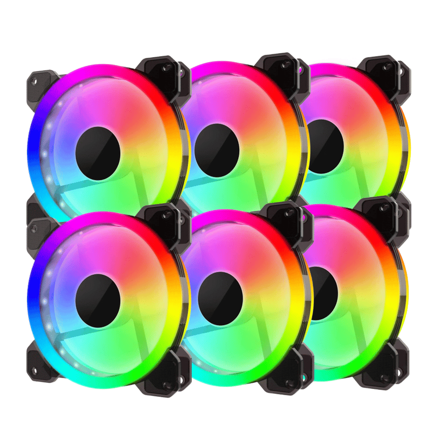 طقم من 6 مراوح RGB GAMING CASE FAN 120MM 11 LEAF KS120