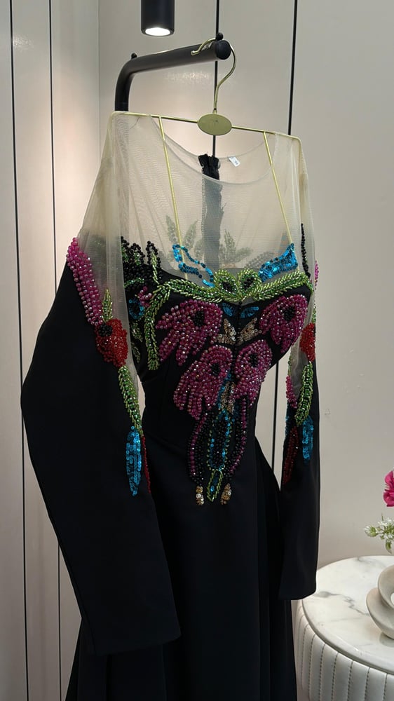 Number 1111 evening dress embroidered