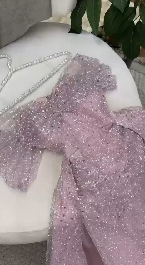 7690 Beaded dress flesh