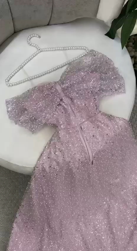 7690 Beaded dress flesh