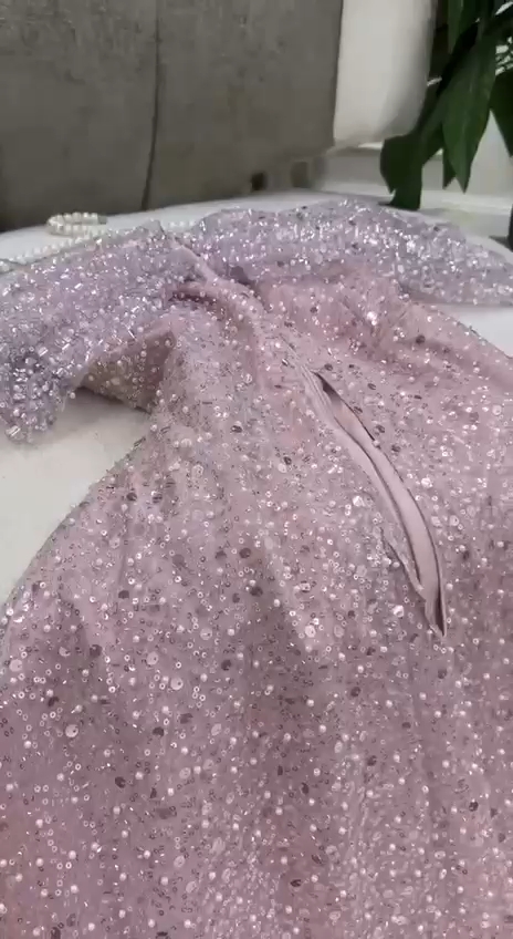 7690 Beaded dress flesh