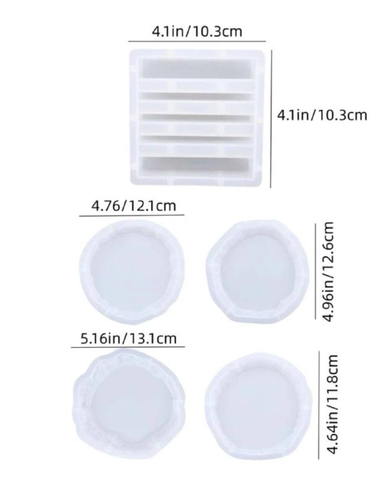 Coaster mold set of 4 with base