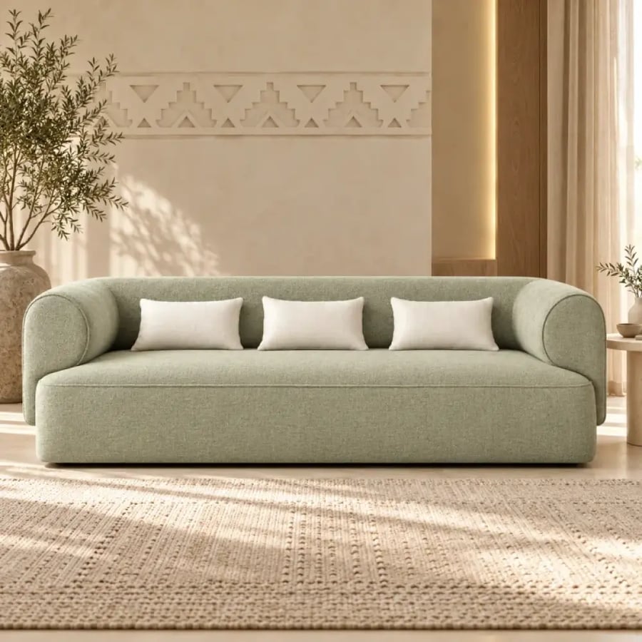كنبة رامو ثلاثية باللون الأخضر | LOX HOME