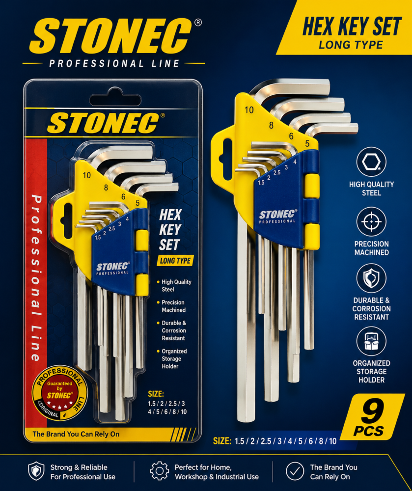 Allen Key Set  Medium Type Hexagon  طقم ألنكي سداسي وسط - STONEC