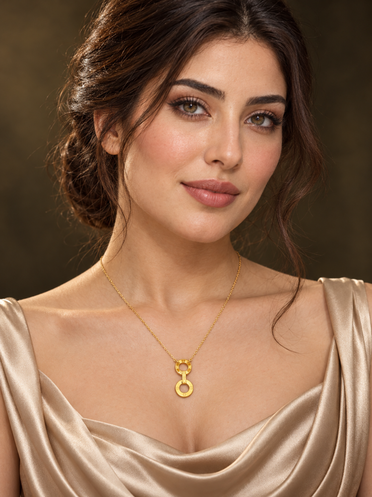 21-karat gold necklace, delicate, weighing 0.93 grams, with circles.