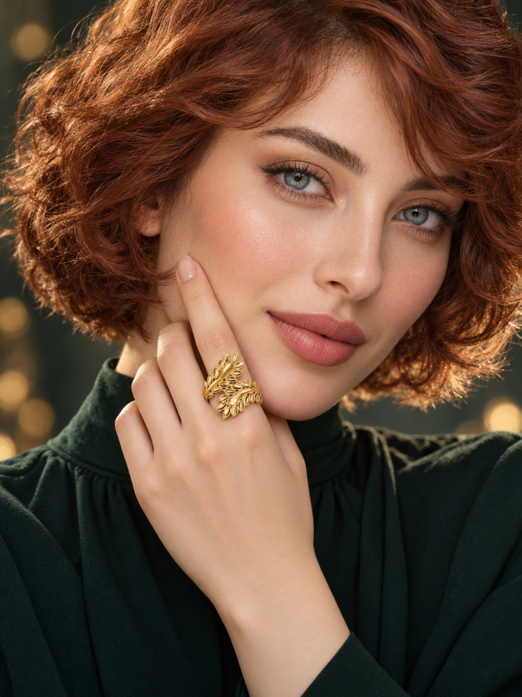 The ear of wheat ring, 21 karat gold, weighing 1.9 grams
