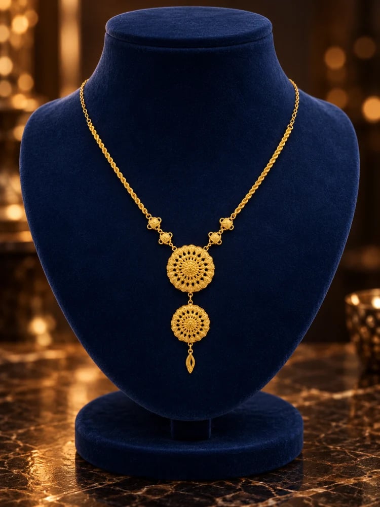 Jaber chair necklace, 21 karat gold, weighing 2.9 grams