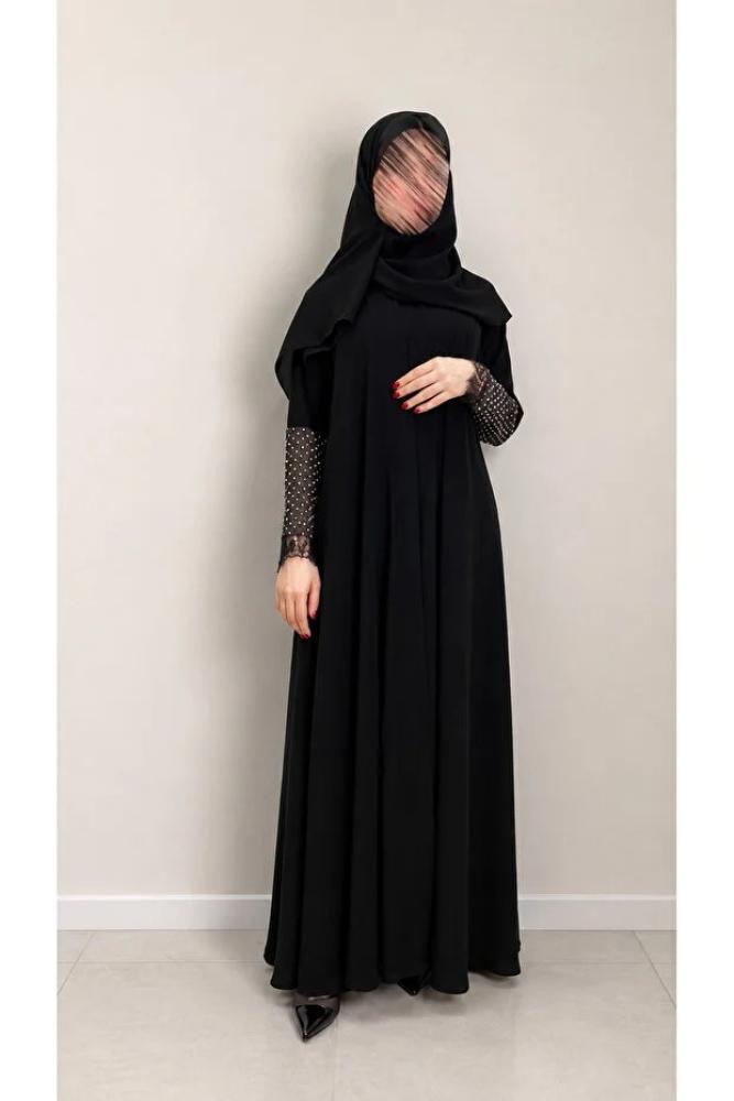 EKEA ABAYA عباية روزا من متجر (EKEA ABAYA)– عباية ملكي طايح بقصة نصف كلوش مع طرحة مطرزة فاخرة