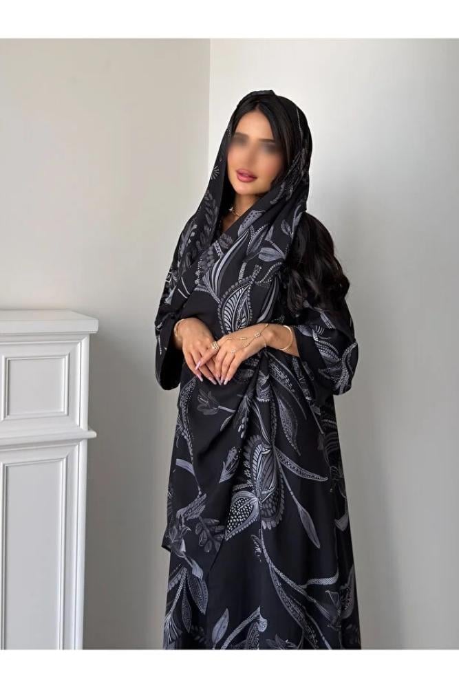 OLGA-ABAYA عباية آنيقة وعصرية من آولجا القماش شيفون مع بطانة قصة العباية ربع كلوش شامل الطرحة