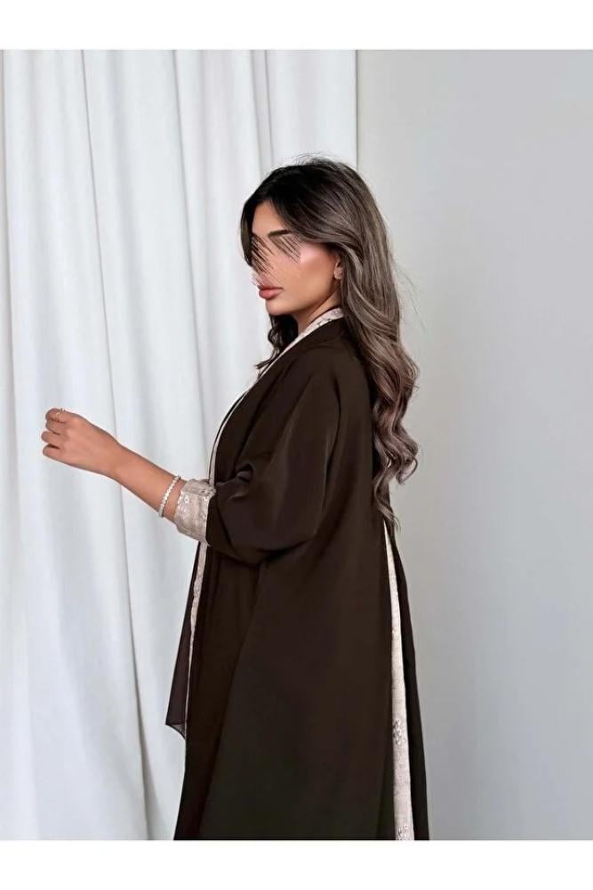AYA MWT778 - عباية كريب مع تدخيلة لنن