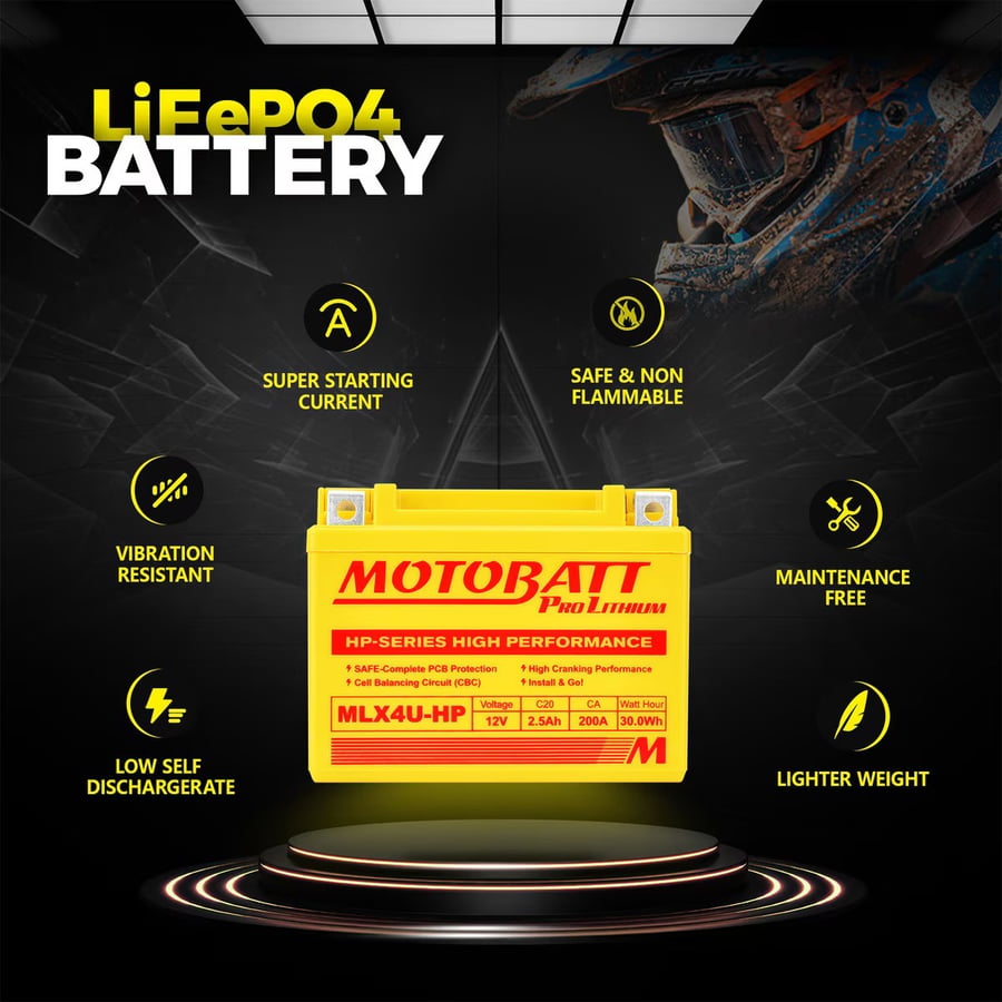 MLX4U-HP Motobatt LifePo4 Lithium Battery
