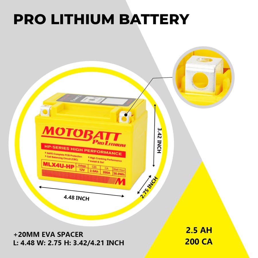 MLX4U-HP Motobatt LifePo4 Lithium Battery