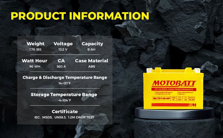 MLTZ14S-HP Motobatt LifePo4 Lithium