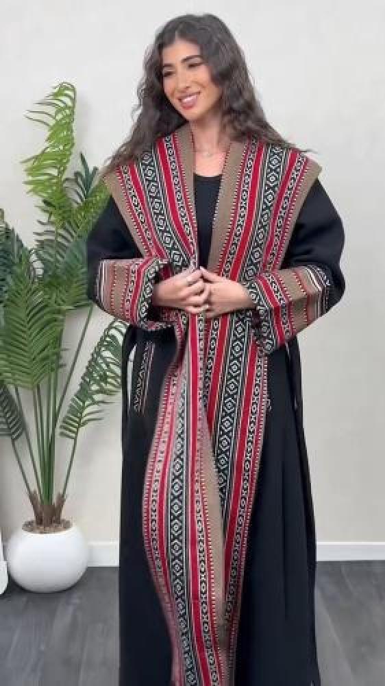 بشت شتوي نسائي مطرز بسدو مع شال _متجر تساهيل