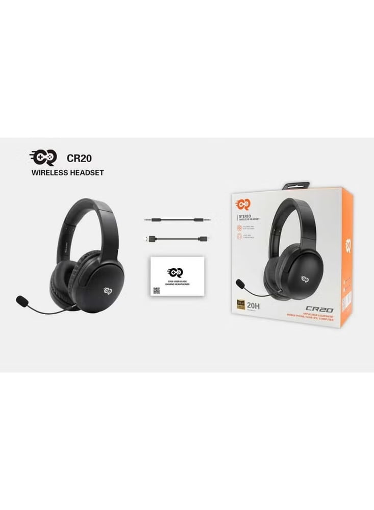 سماعة رأس CR20 للألعاب والهواتف المحمولة (أسود) BLUETOOTH HEADPHONE CR20