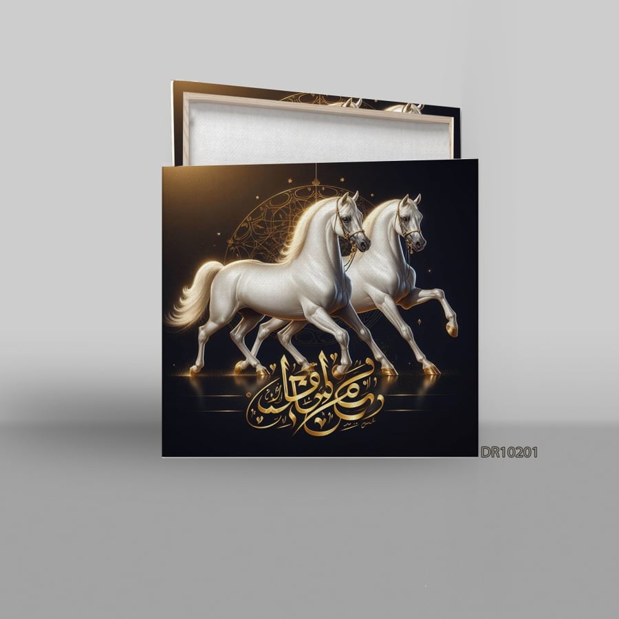 لوحة كانفس جدارية مطبوعة خيل  201
