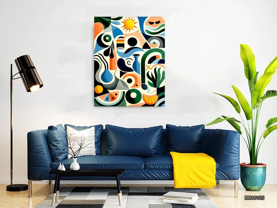 لوحة كانفس جدارية مطبوعة رسم تجريدي 105