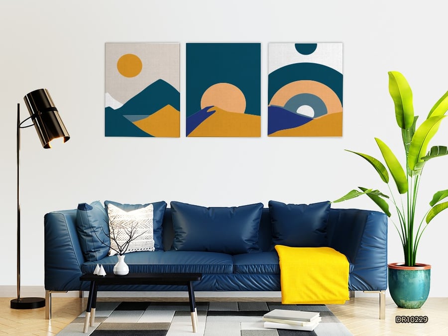 لوحة كانفس جدارية ثلاث قطع D229