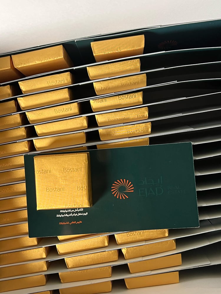 Luxury chocolate distributions Al Bustani with card