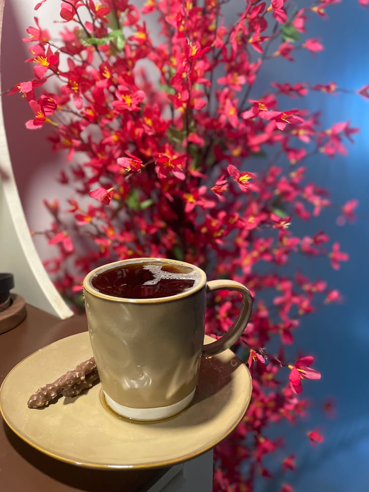 Porcelain cup 250 ml in the distinctive brown color