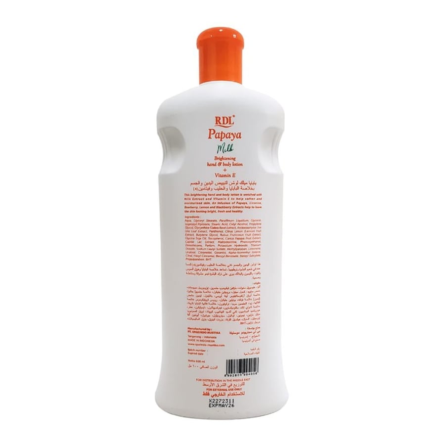 RDL Body and Hand Whitening Lotion with Papaya Extract, Milk and Vitam
