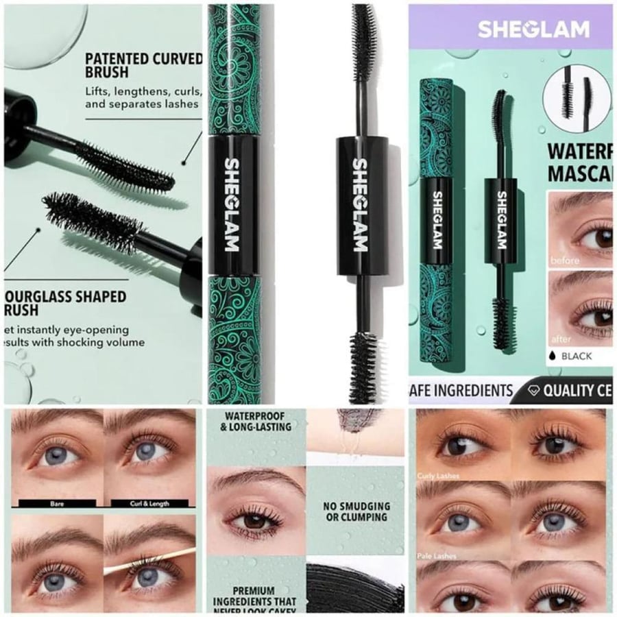 SHEGLAM 2-in-1 Mascara for Thickening and Lengthening Eyelashes - Blac