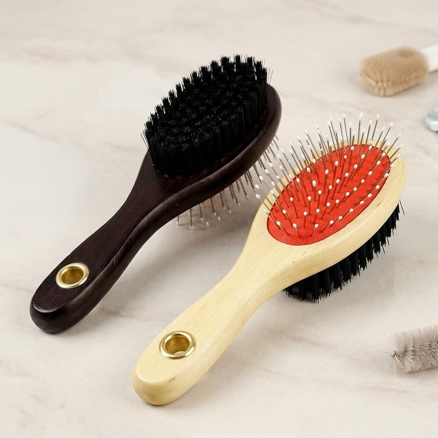 Double-sided wooden hairbrush