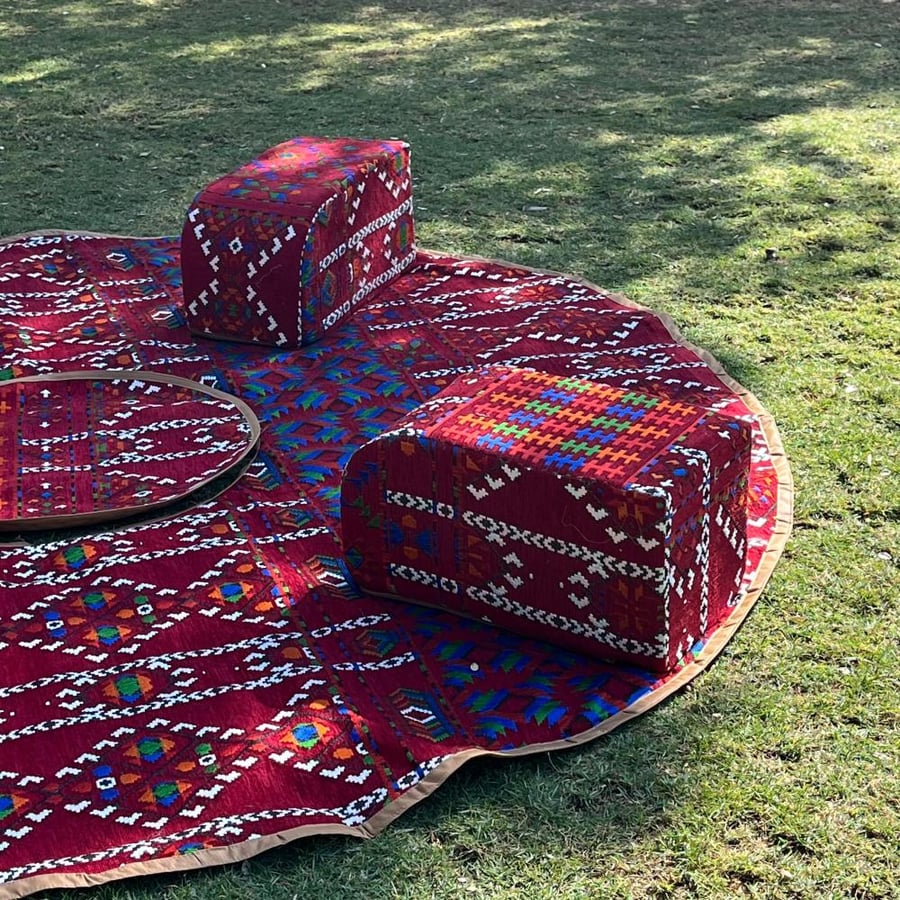 طقم مدات دائريه بشنطه لون احمر