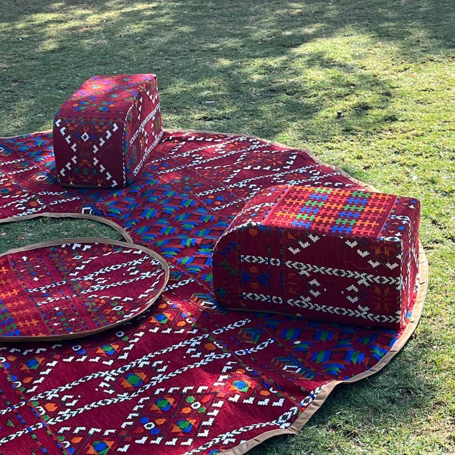 طقم مدات دائريه بشنطه لون احمر