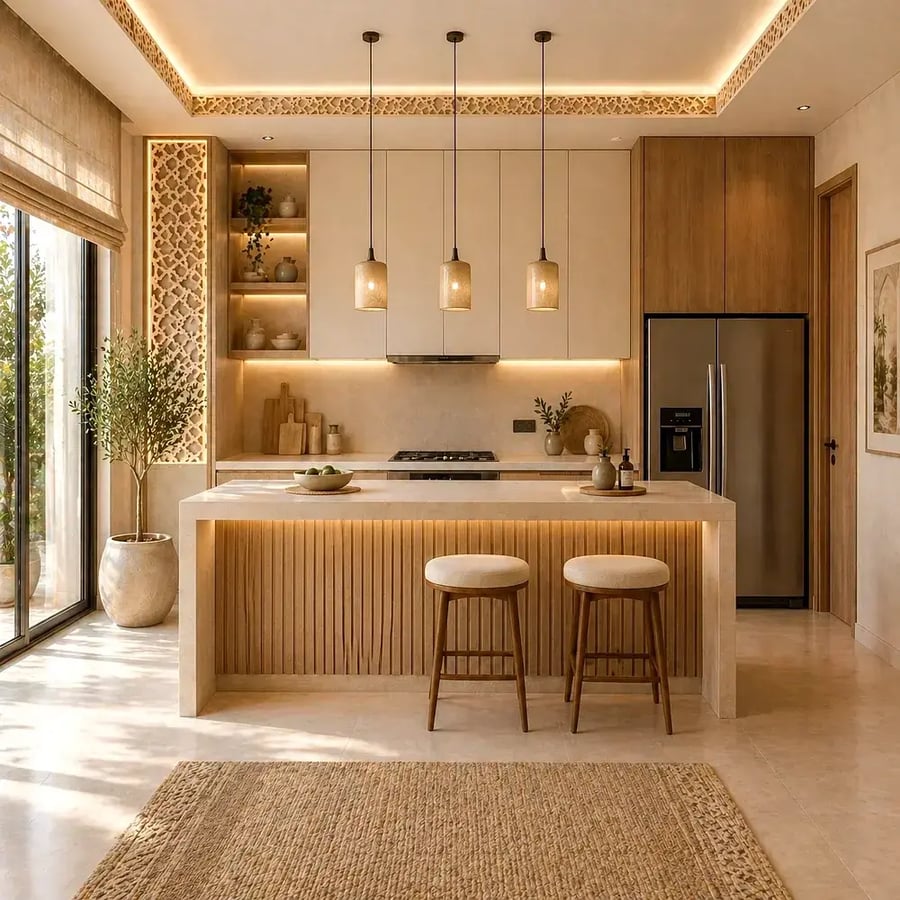 غرفة طعام بإضاءة طبيعية تصميم سلماني مودرن