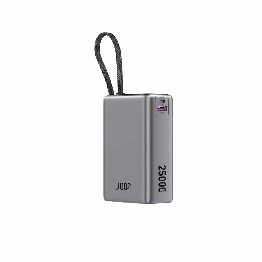 JODA NEON portable battery with 100-watt power, 25000 mAh capacity, with Type-C port and USB port, with integrated Type-C cable