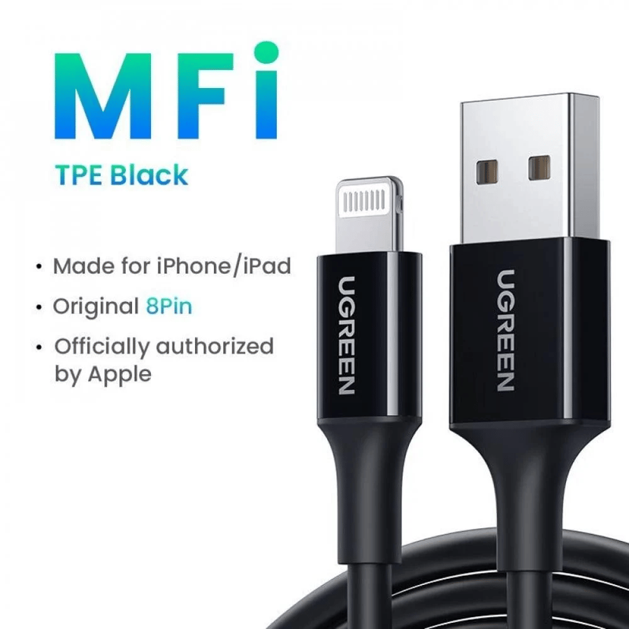 UGREEN - UGREEN charging cable Usb to Lightning meter - black