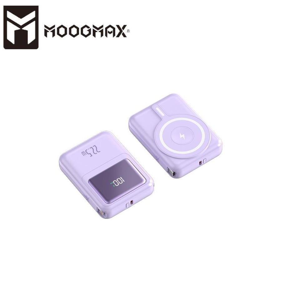 MOOGMAX - باور بانك 10000 مع كيابل مدمجة وشحن وايرليس