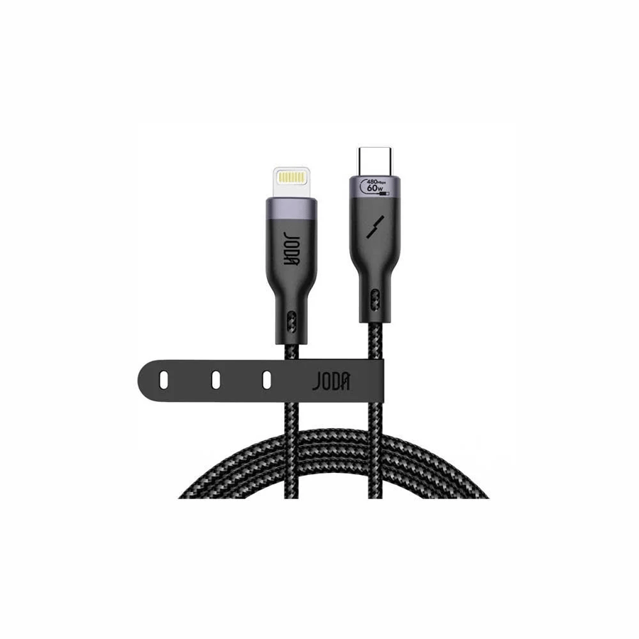JODA fabric cable type C to Lightning length 1 meter - black