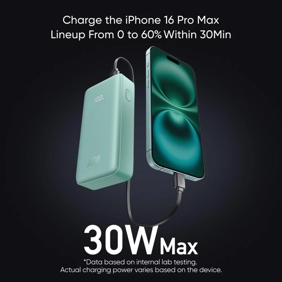 Joda - portable battery JODA TURBO with capacity 10000 mAh with power 30 watts with Type-C port and USB port with display screen / Tiffany