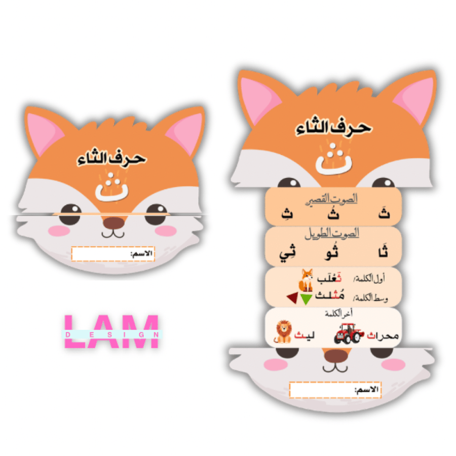 مطوية حرف الثاء ( شكل ثعلب)