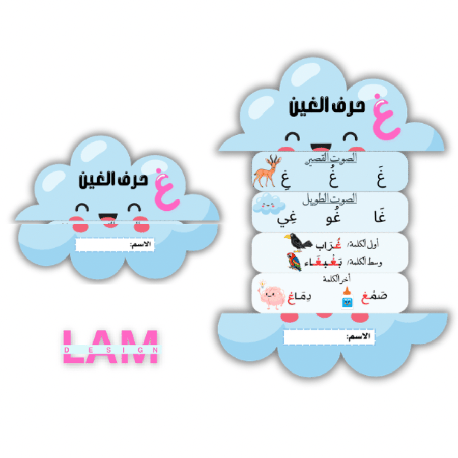مطوية حرف الغين (شكل غيمة)