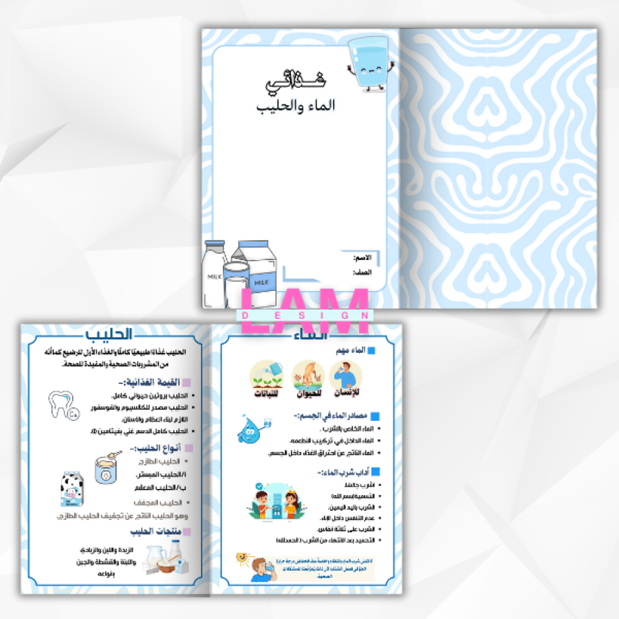 مطوية غذائي ( الماء والحليب)