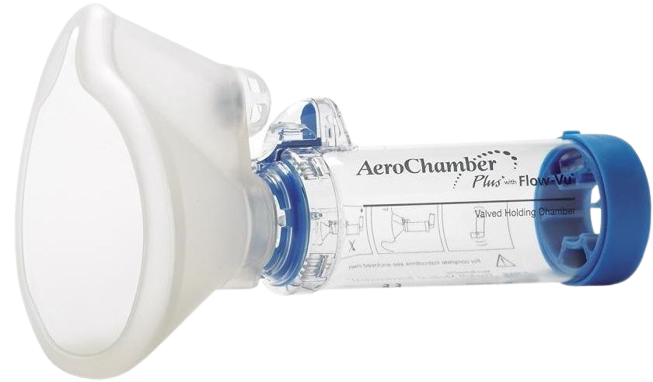 ايروشمبر (قمع بخاخ) لزيادة فاعلية دواء الربو - مقاسات متعددة (رضع، أطفال، كبار) | AeroChamber