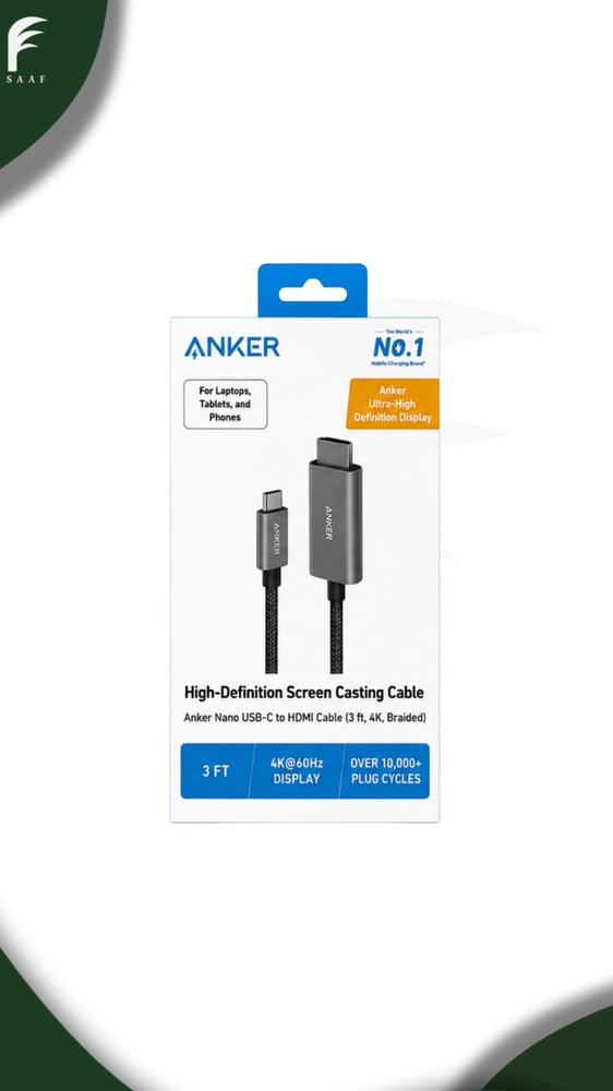 كيبل نانو USB-C إلى HDMI بدقة 4K (3 أقدام) - انكر