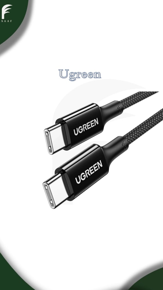كيبل شاحن من USB-C الى USB-C بطول 1M مضفر اسود - UGREEN
