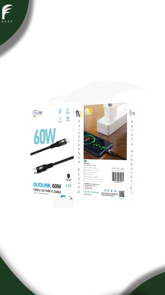 كيبل شاحن Type C To C DINAMIC LINK 60W - ناين