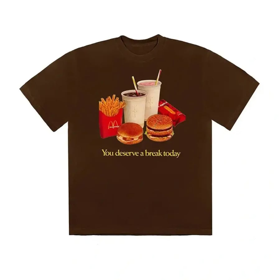 تيشيرت رجالي Travis Scott x McDonald s Deserve A Break T shirt