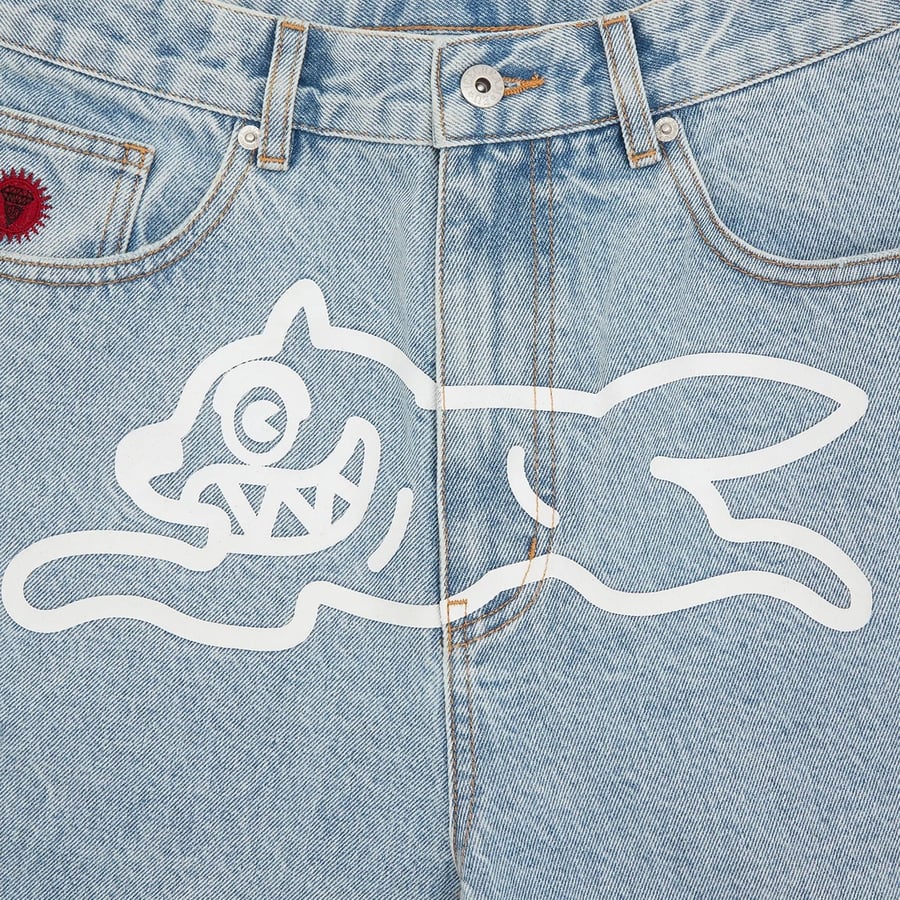 ICE CREAM RUNNING DOG DENIM SHORTS HEAVY WASH BLUE