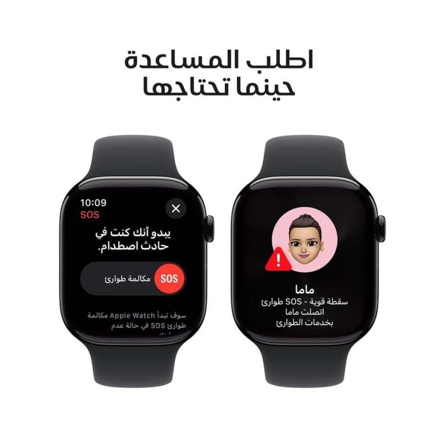 ابل ساعة الجيل العاشر، جي بي اس، 46 ملم، ألمنيوم أسود، سوار حبري رياضي